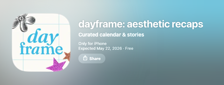 Dayframe App Store pre-order screenshot