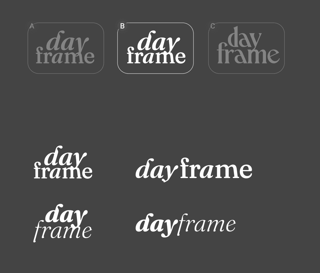 Dayframe logo exploration process